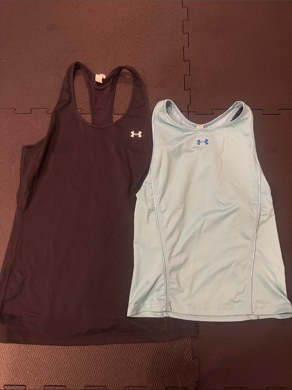 Under Armour Women's Racerback Tank Tops - Black & Light Aqua
